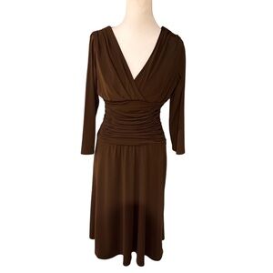 Maggy Boutique Chocolate brown fit and flare dress. Cocktail, office, wedding.